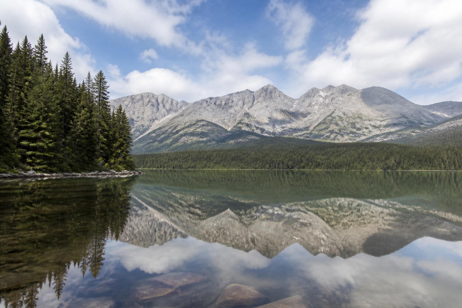 A mountain lake reflecting the sky